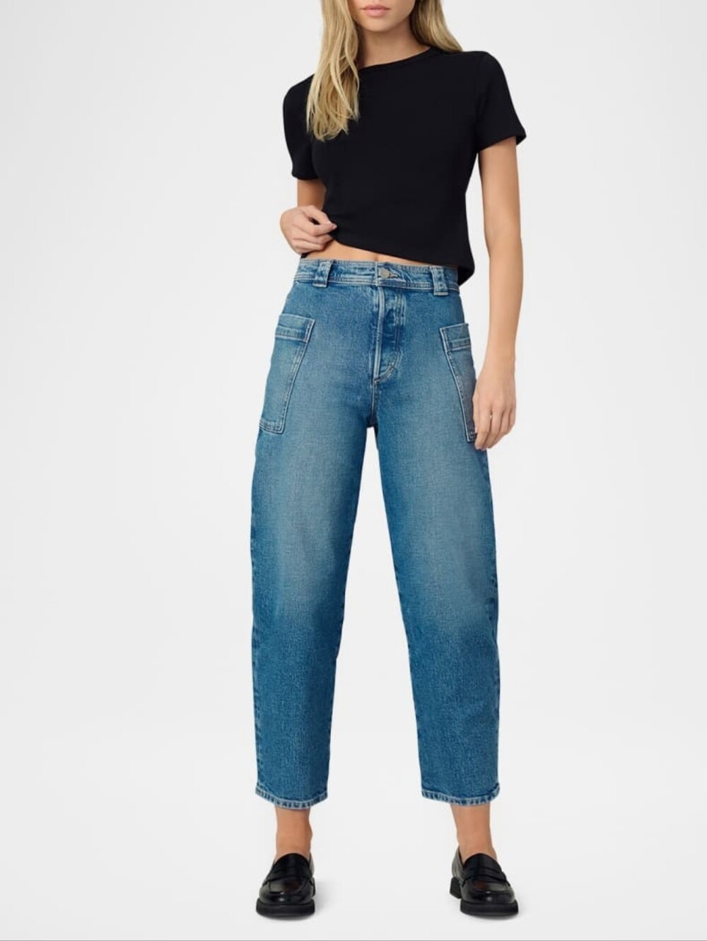 Joe's Jeans " Phoebe Patch Barrel Jeans" EUC